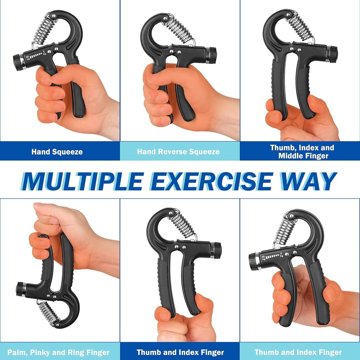 2 Hand Grip Strengthener Power Trainer Gripper Strength Adjustable Gym Exerciser