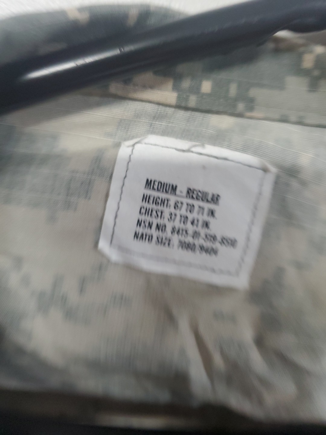 Bin# Medium Regular Army Combat Uniform ACU 50/50 Combat Top Coat