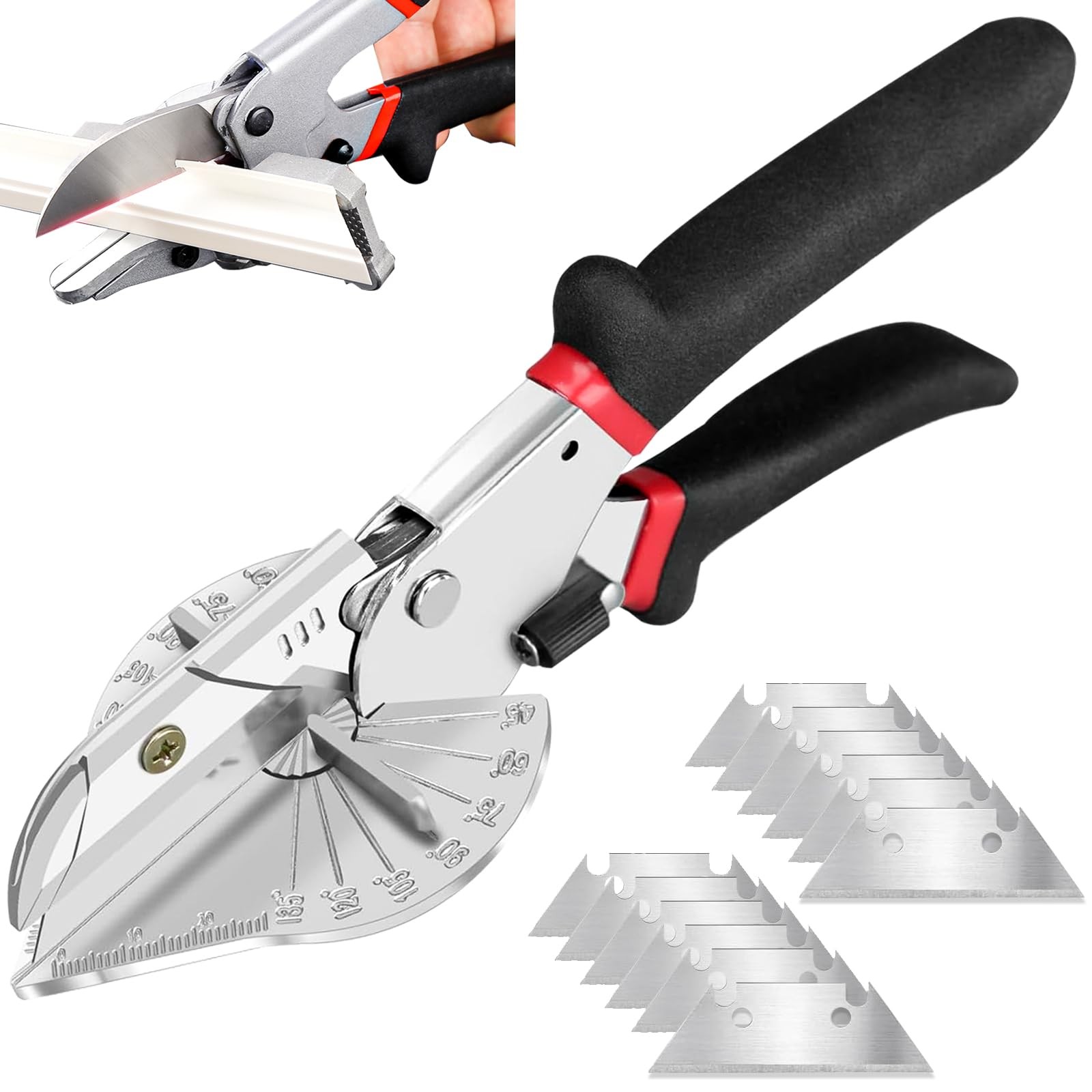 Multi Angle Miter Shear - Upgrade Quarter Round Cutting Tool with 12pcs Replacem