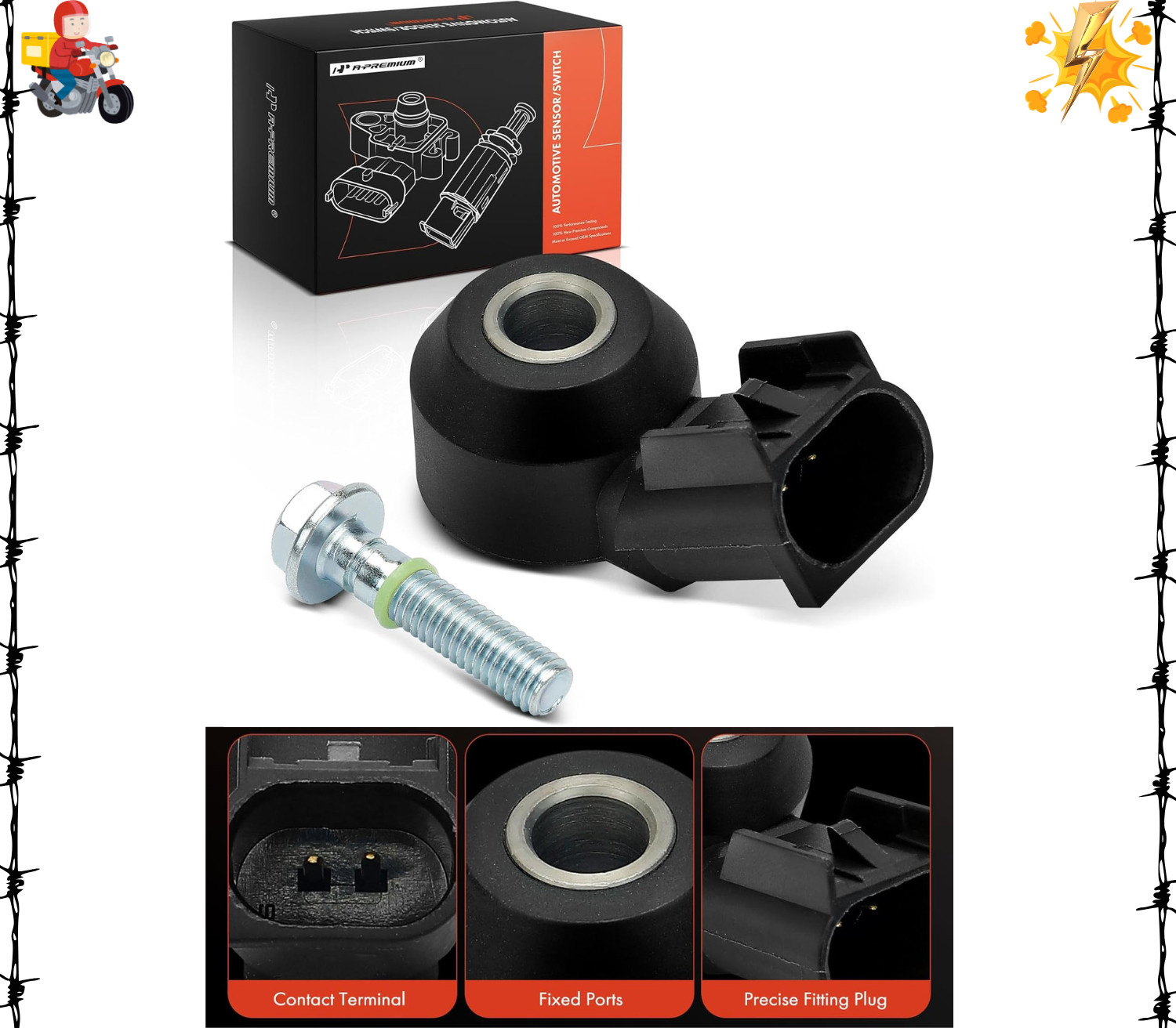 Knock Detonation Sensor Compatible with Chevrolet, GMC, Buick, Cadillac &