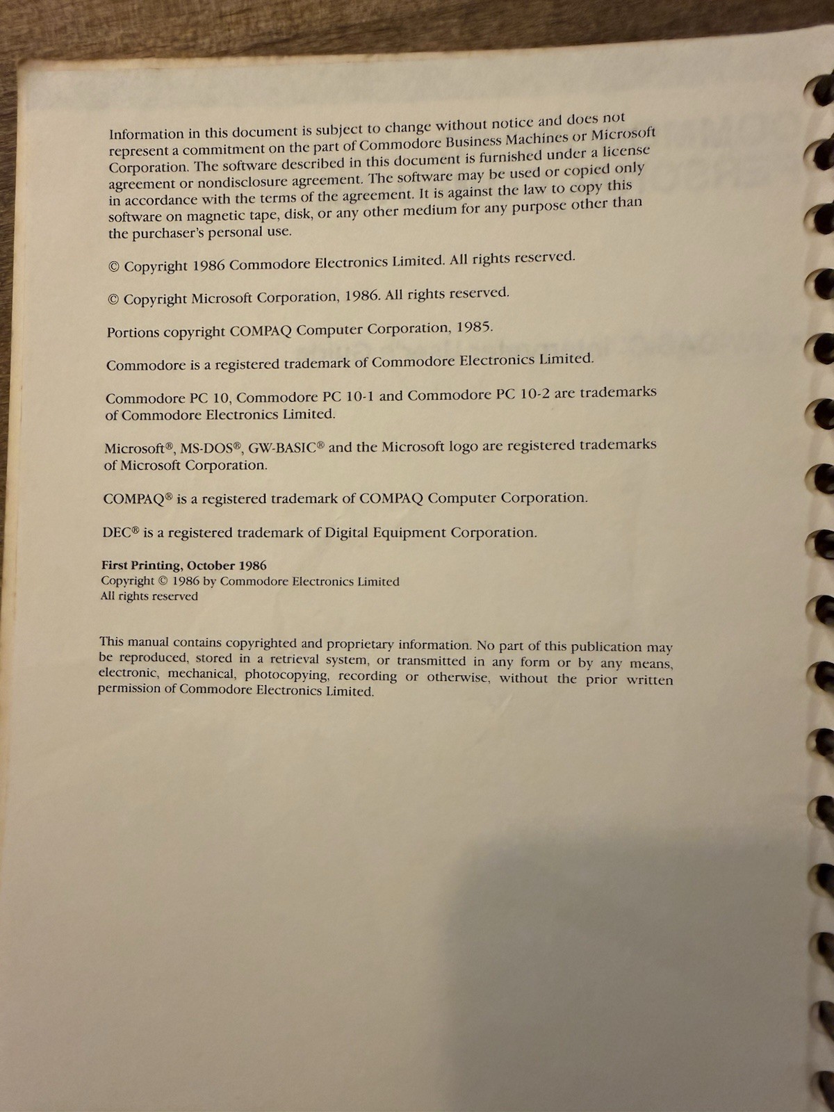 Commodore Personal Computer GW Basic Interpreter User's Guide Spiralbound Manual