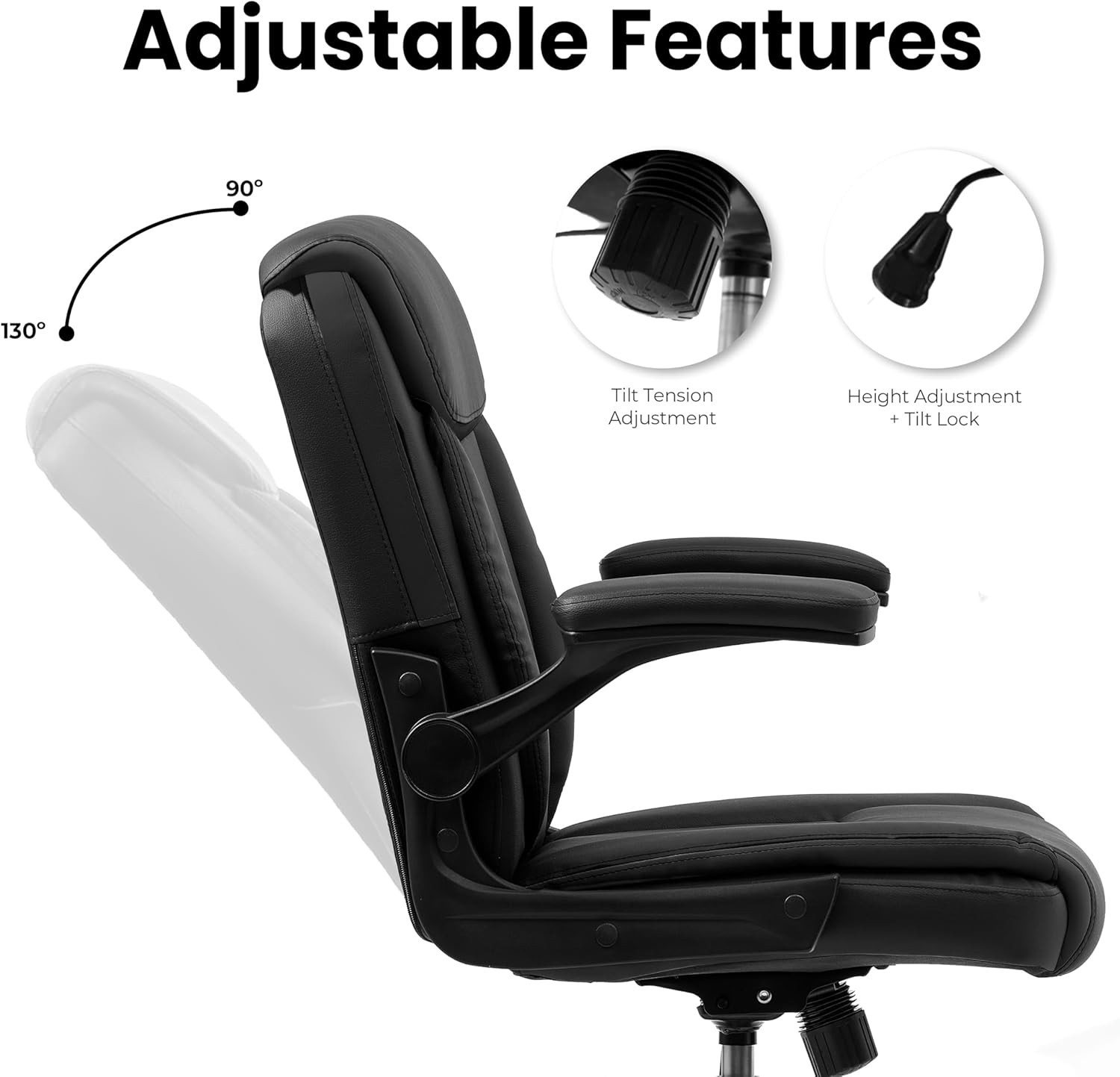 Mid-Back Office Chair with Flip-Up Armrests - Stylish and Comfortable Seating
