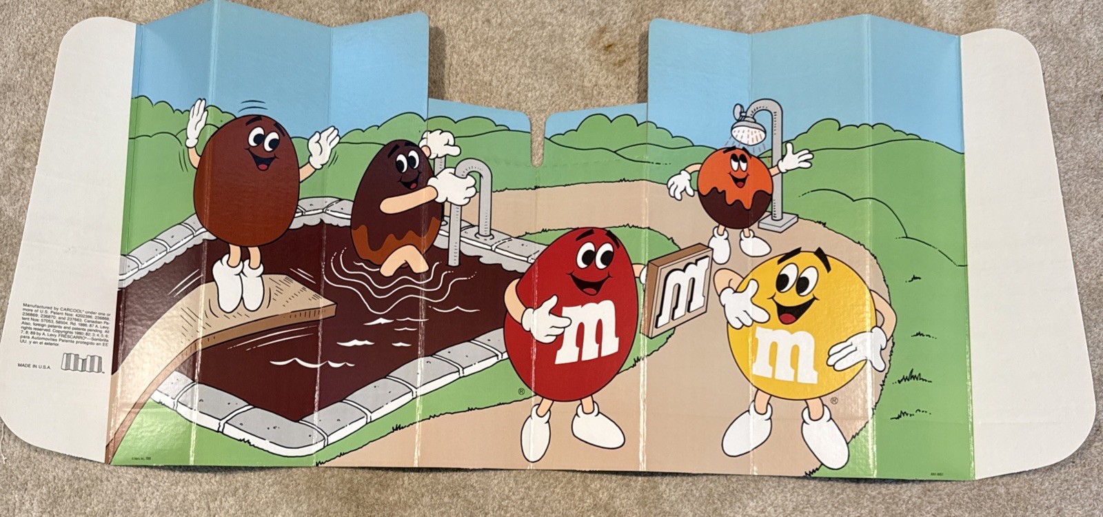 Vintage CarCool M&M Sun Shade 1980s Collectible 70”x20.5” w/ Box