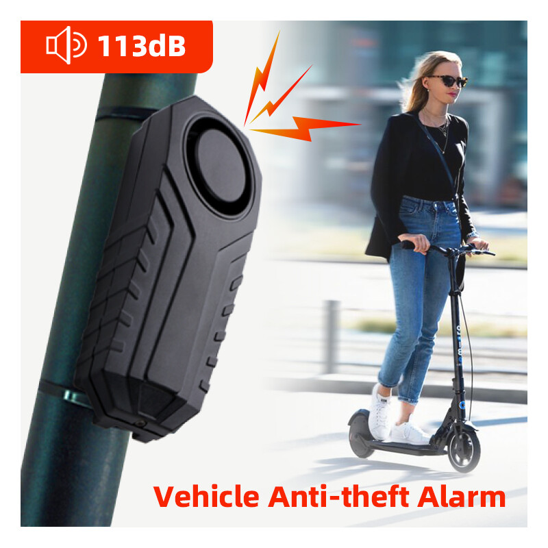 Bike Alarm, Wireless, Anti-Theft, Vibration Motion Detector, 113 dB, IP55
