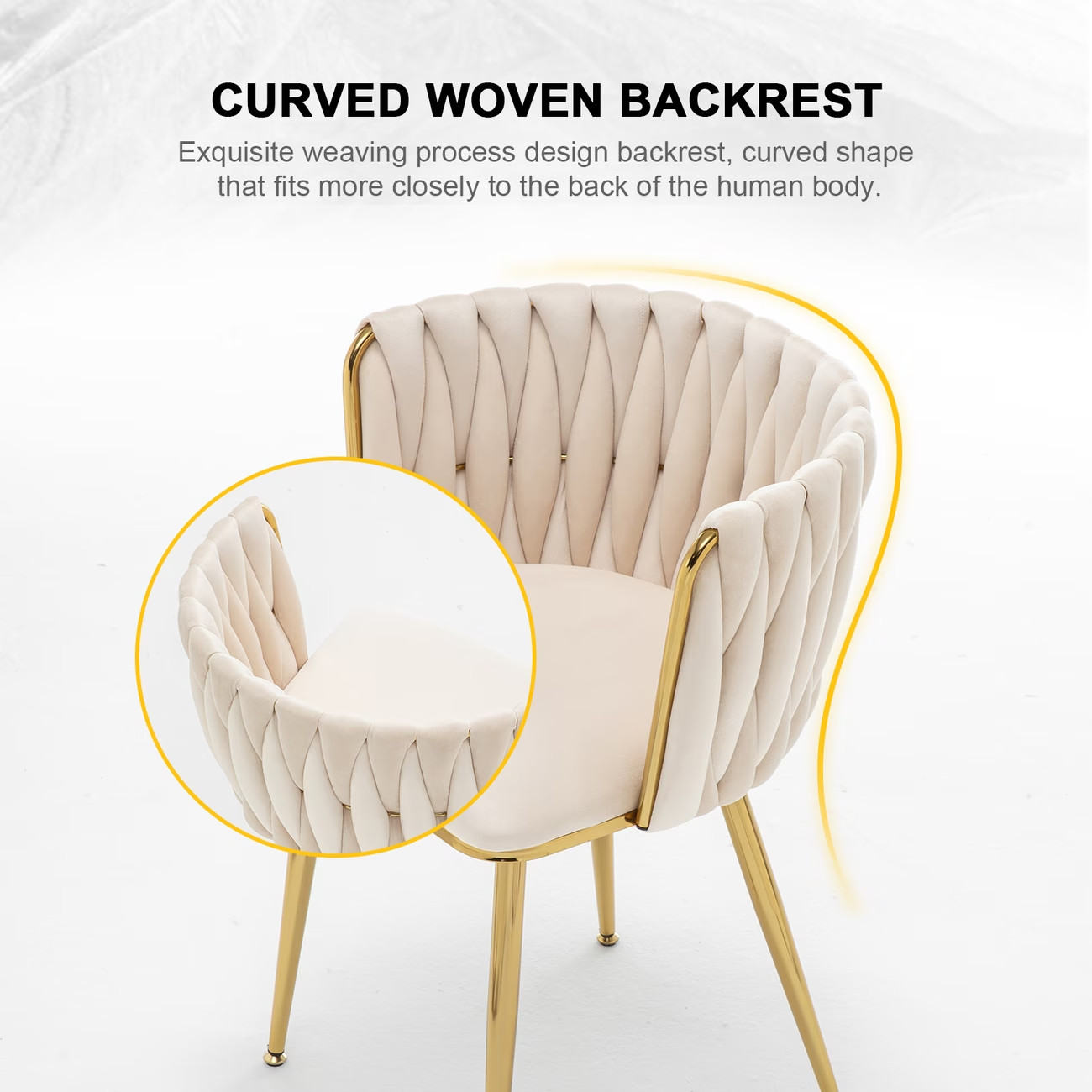 6 Velvet Dining Chairs, Modern Upholstered Dining Chairs with Golden Metal Legs