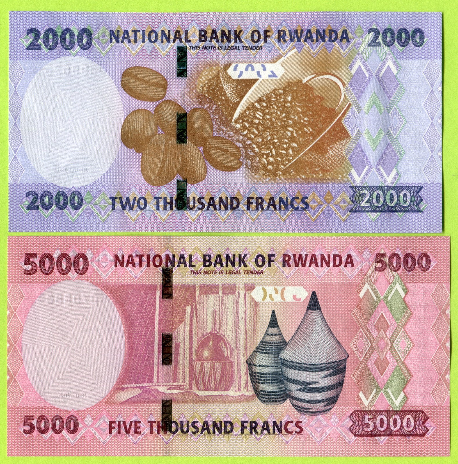 Rwanda 2000 & 5000 Francs 2024 P44 P45 UNC