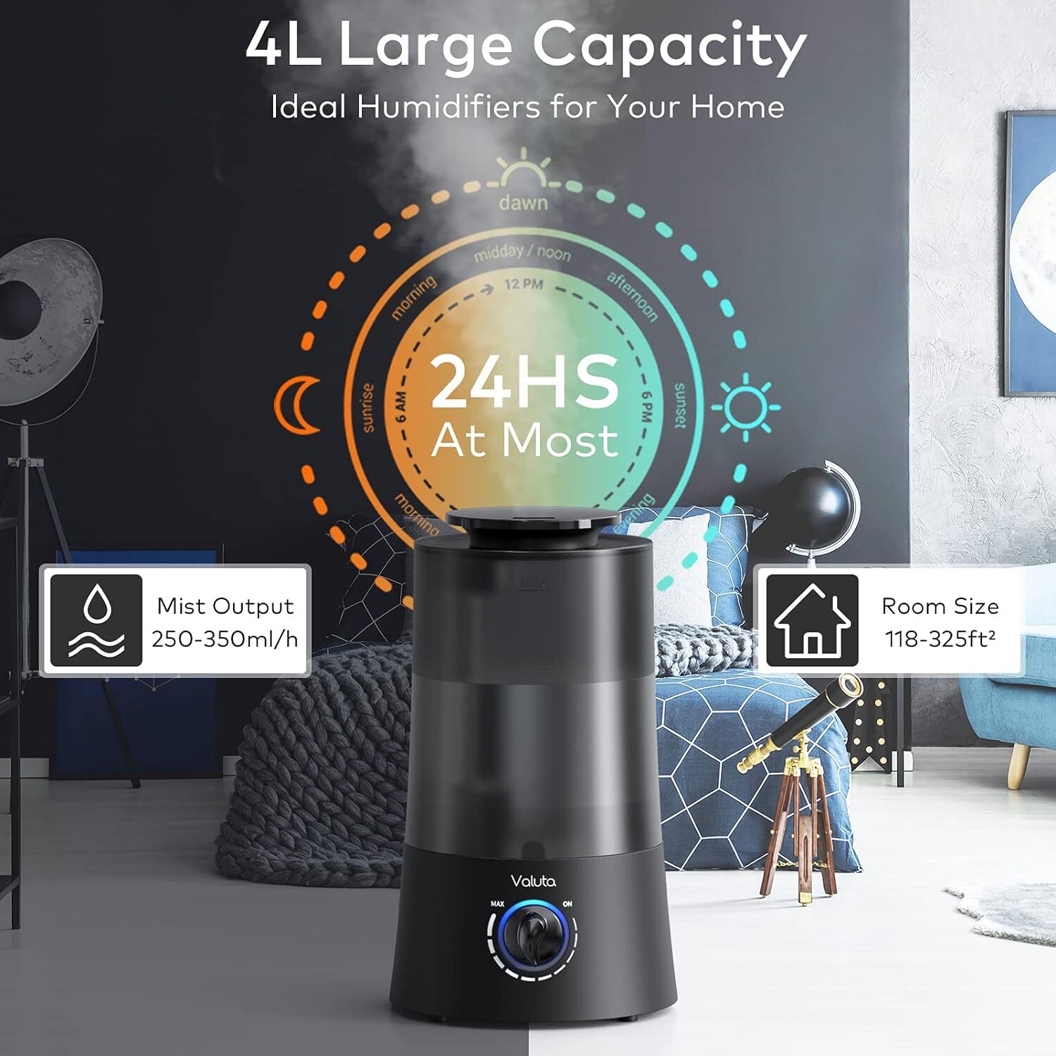 Humidificadores Para Dormitorio - Humidificador De Niebla Fria De 4L Difusor De