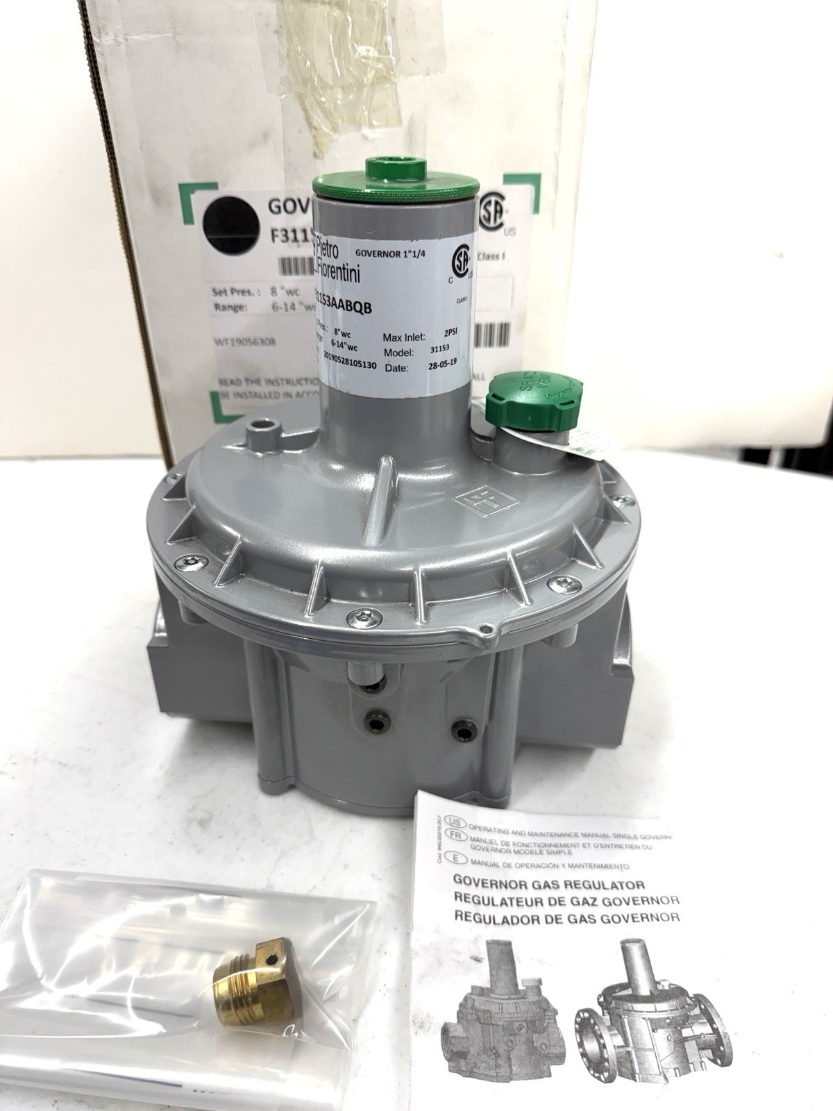 Pietro Fiorentini Governor (1 1/4”) F31153AABQB VL Cap Regulator- New-Open Box