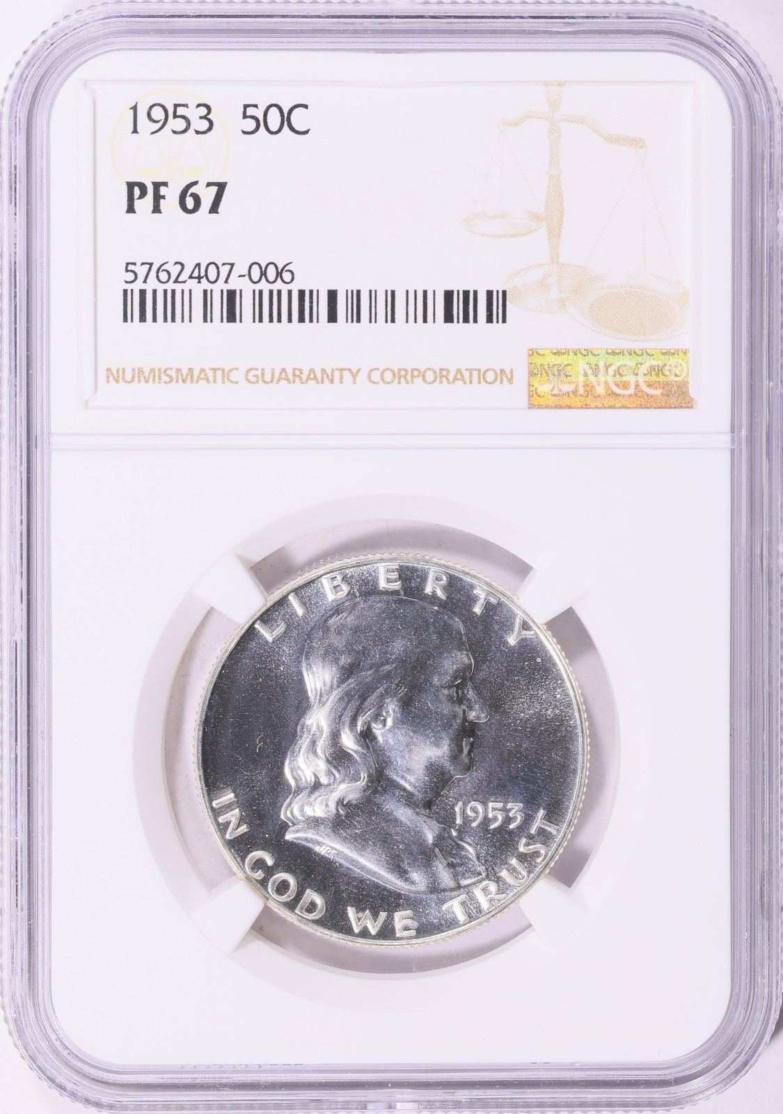 1953 Franklin Half NGC PF67 White