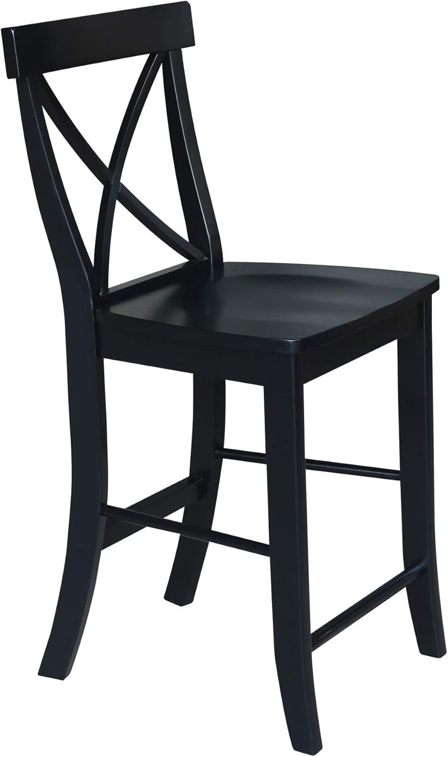 Chic Black X-Back Counter Stool - 24-Inch Seat Height for Modern Spaces