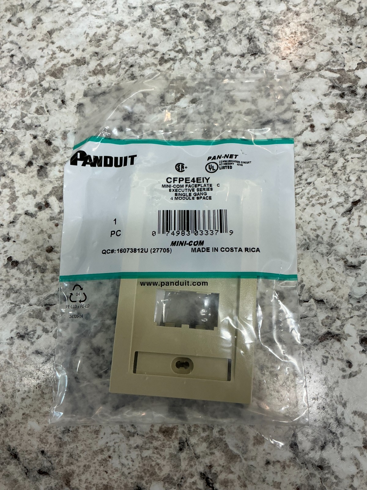 Panduit CFPE4EIY Wall Plate Single Gang 4 Module Ivory Faceplate 11pcs. - NEW