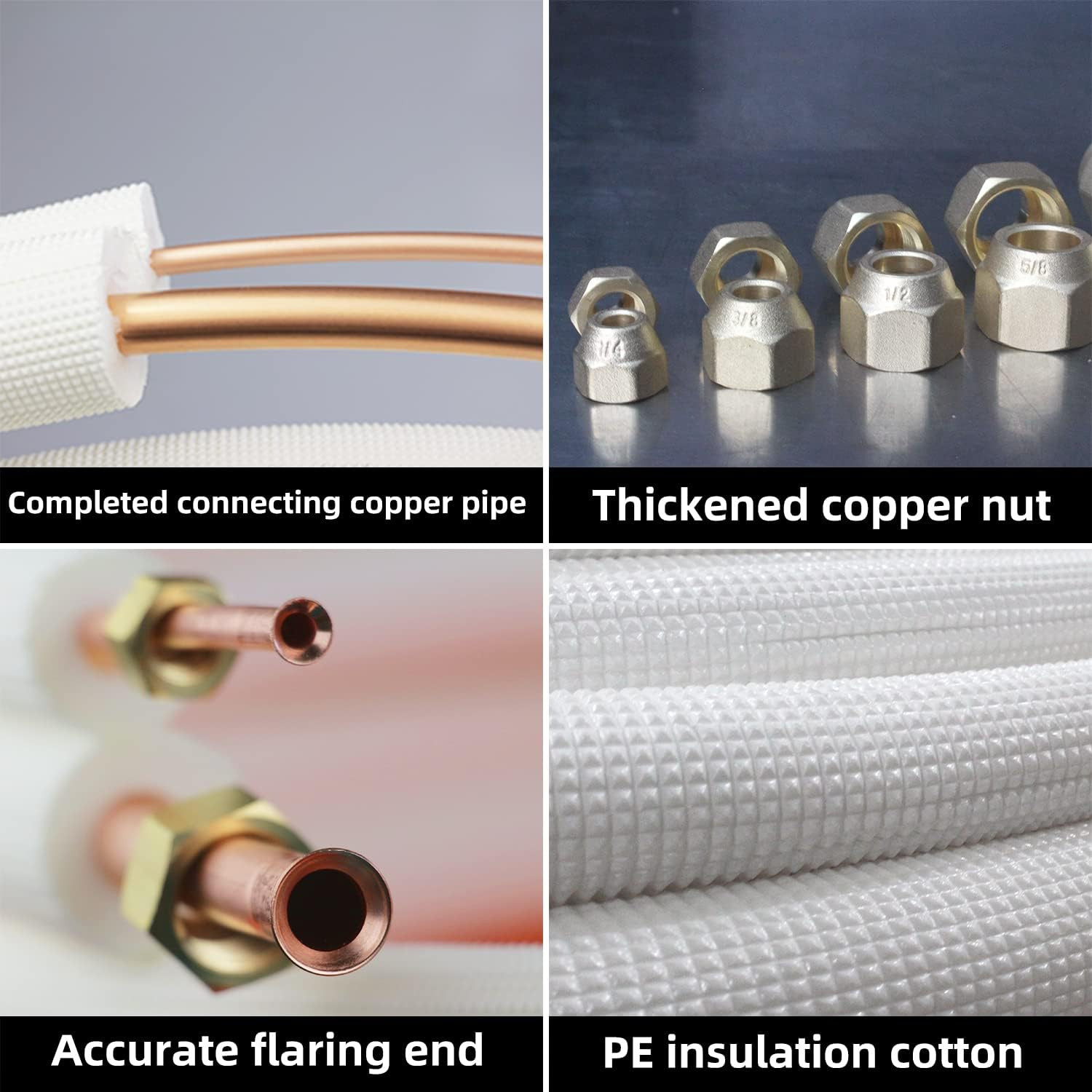 25 Ft Air Conditioning Copper Tubing Pipe Extension, 1/4" 1/2" 3/8" PE Thickened