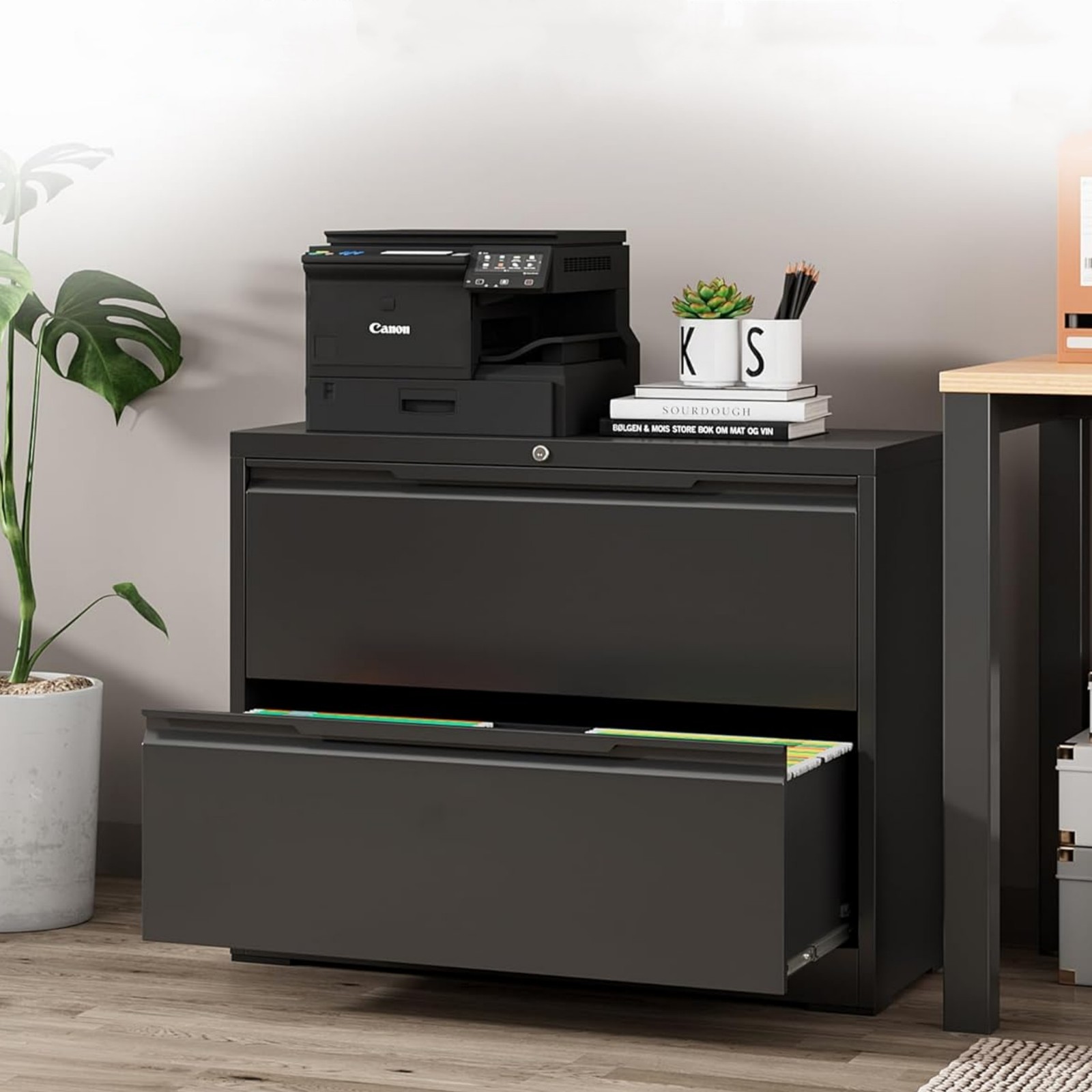 2 Drawer Lateral File Cabinet Lockable Storage Cabiner for Legal Letter A4 Files