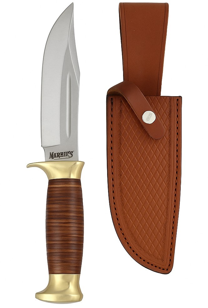 Marbles Stacked Leather Hunter Fixed Blade Knife
