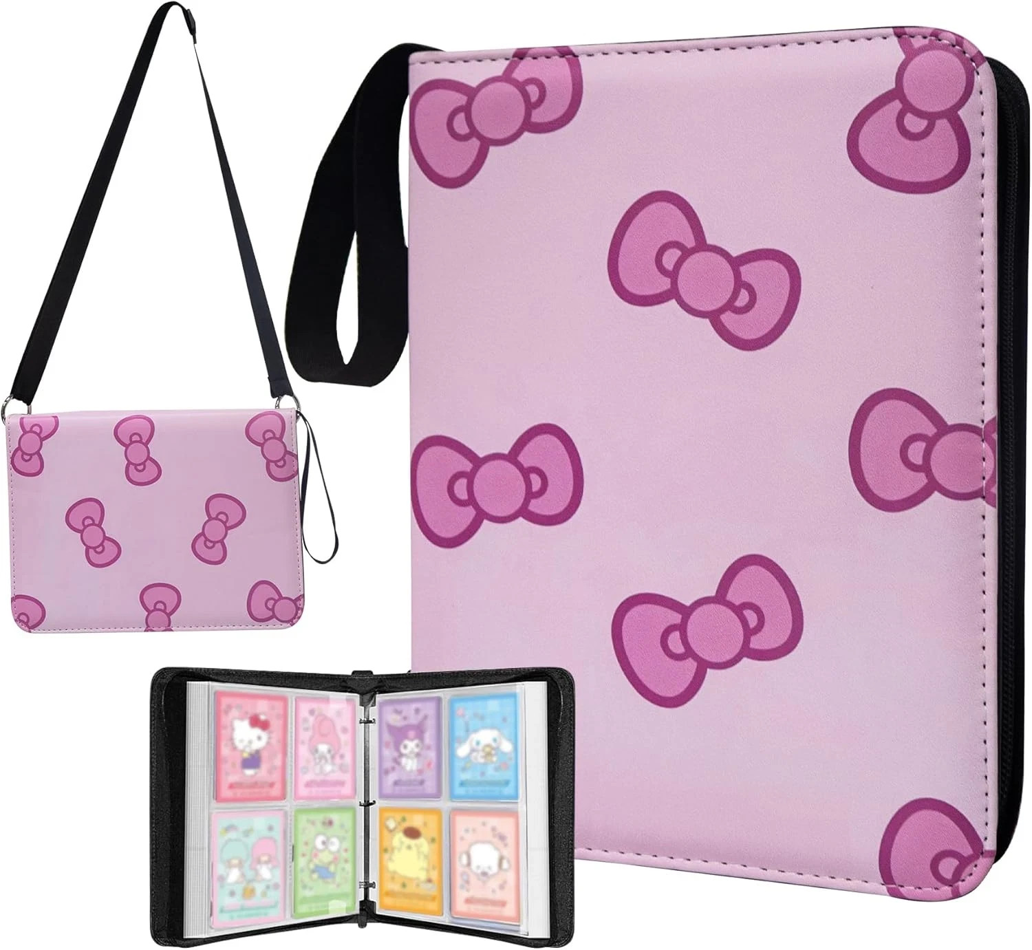 Pink Card Binder for Girls, 4 Pocket with 50 Sleeves up to 400 Trading Cards Bin