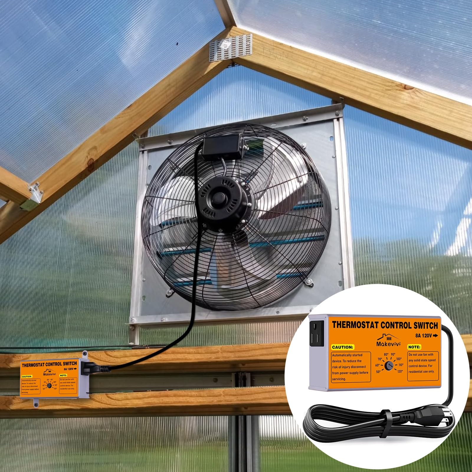 Adjustable Attic Fan Thermostat with Overload Protector Easy Install