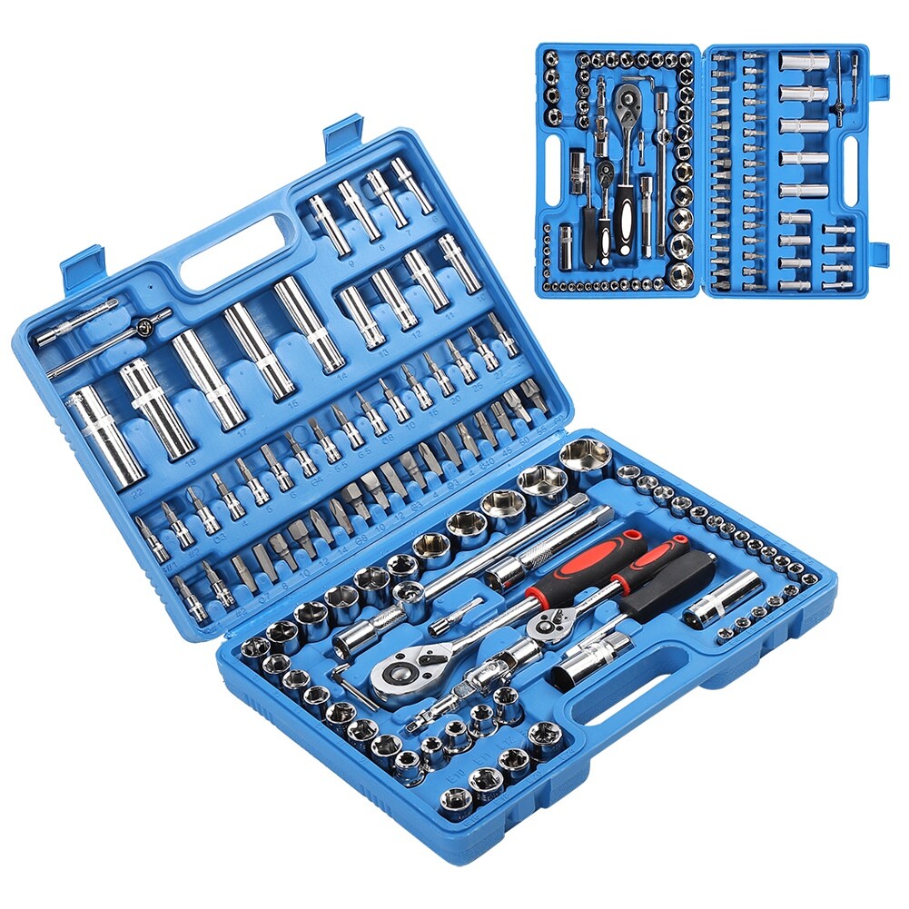 108Pcs Ratchet Wrench Set 1/4in 1/2in CR40 Steel Socket Set Hand Tool Kits