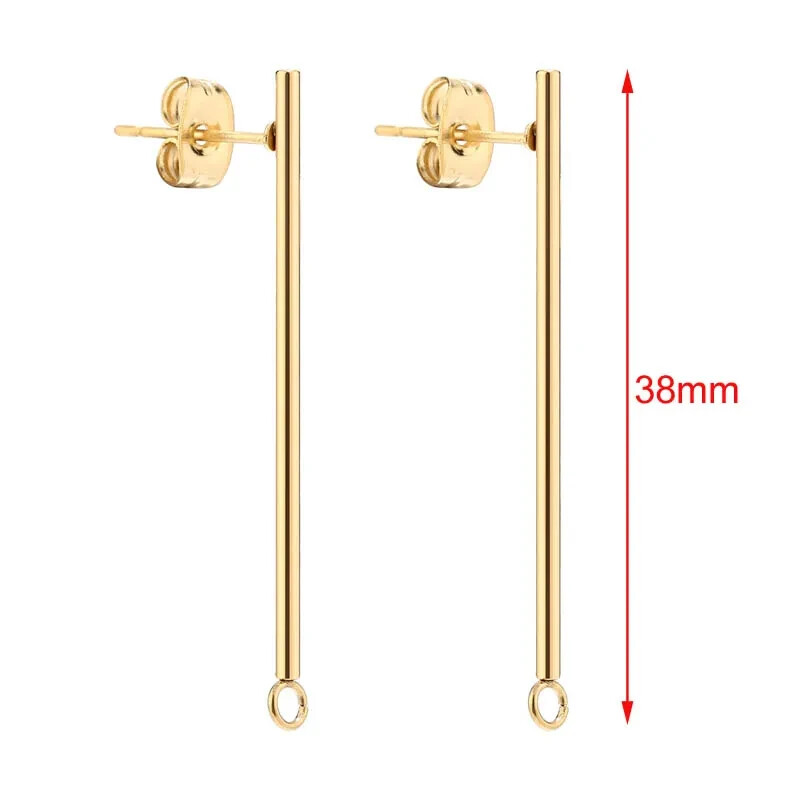 50pcs Stainless Steel Minimalist Layering Jewelry Long Thin Geometric Stick Post