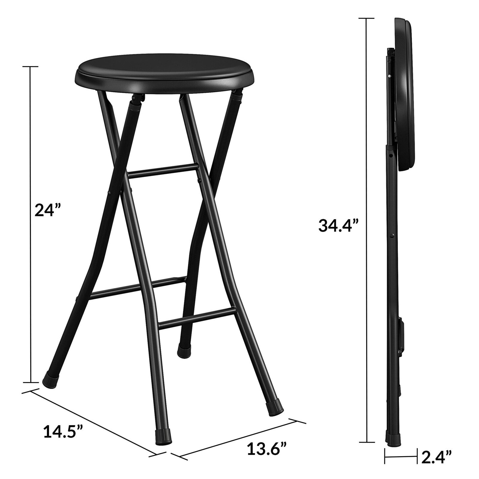 Folding Metal Stool Lightweight Portable Lightly Padded Seat Weddings Parties