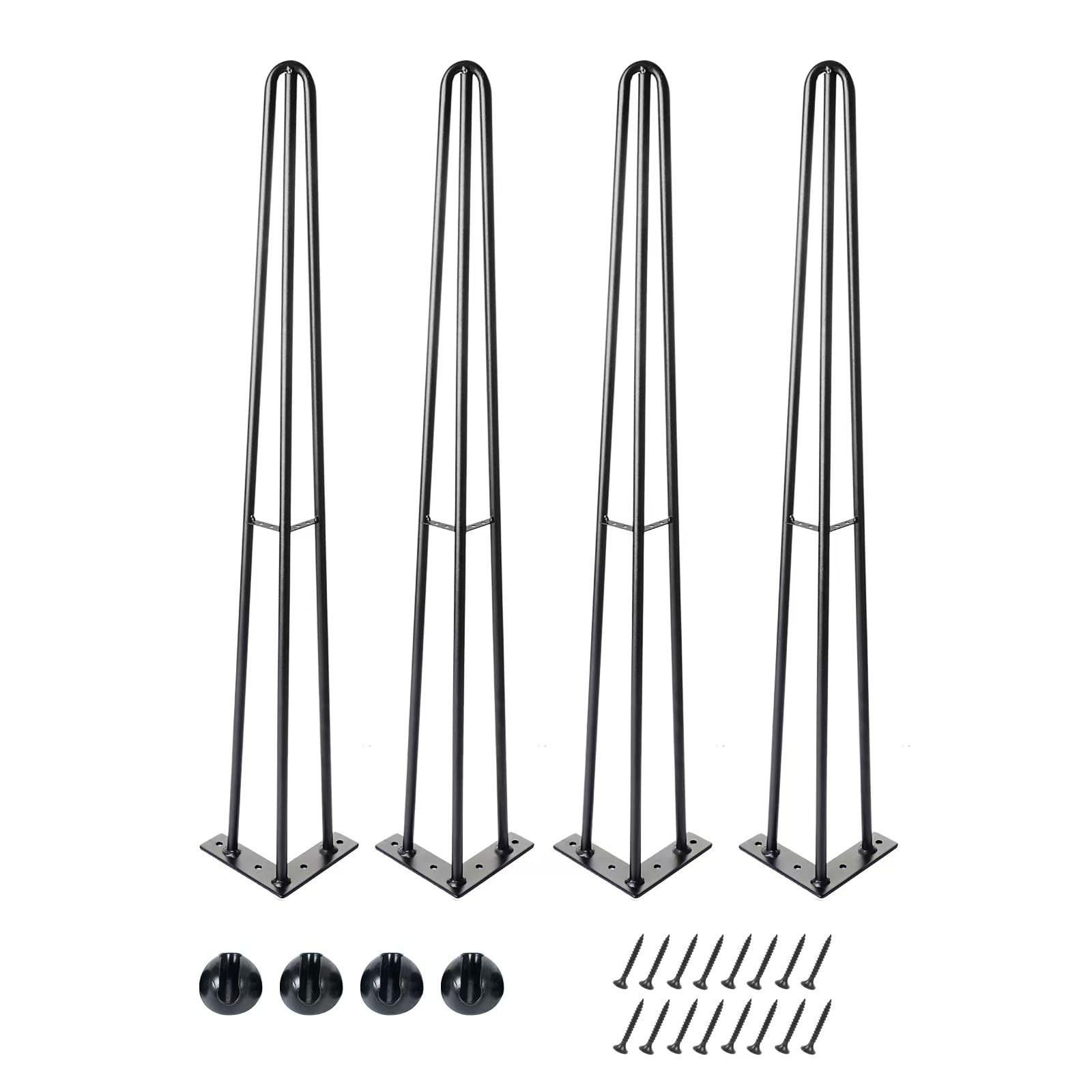 Hairpin Table Legs 26 Inch Heavy Duty Metal Furniture Legs Black Set 4 Pk