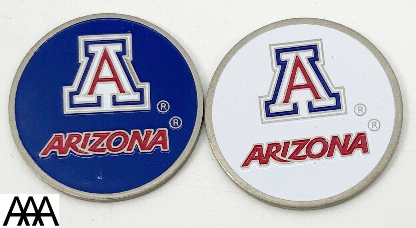 2 ARIZONA WILDCATS Ballmarkers Ball Marker Mark fit divot tool hatclip blue whit