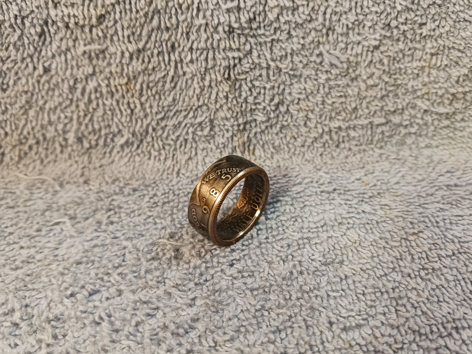 1985 Kennedy Half Dollars  size 9  1/2  coin ring  handmade (B)
