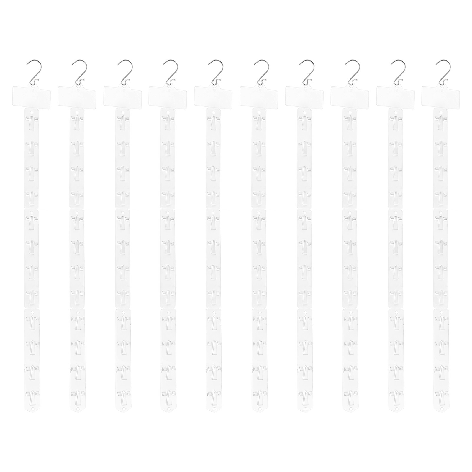 10Pcs Hanging Merchandise Strips with Hook, 24.8" Foldable Display Stand, Clear