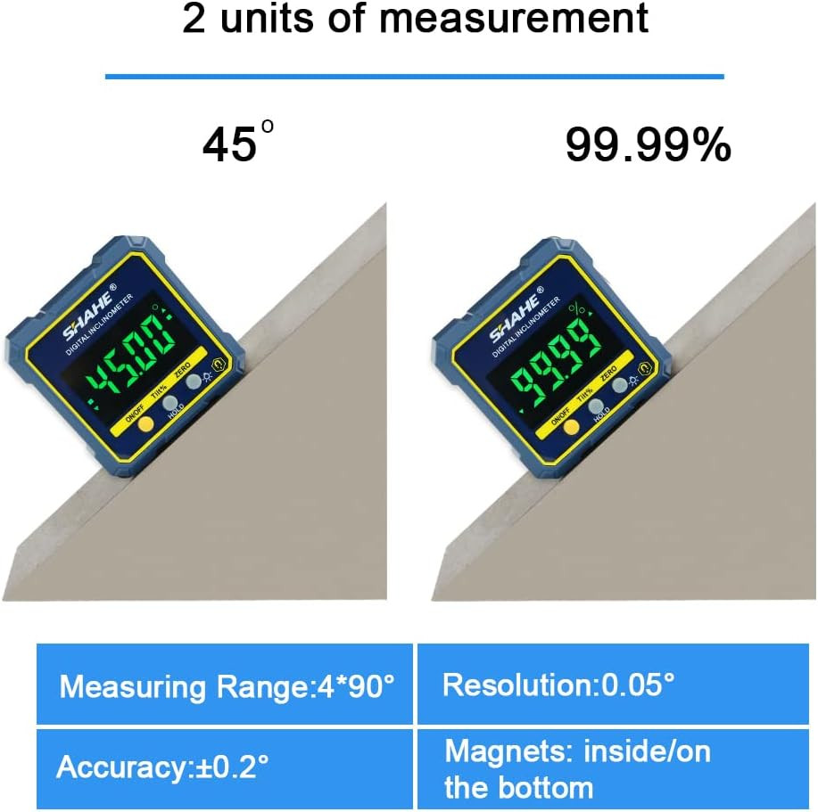 Digital Angle Gauge Magnetic Protractor Inclinometer Level Angle Finder Angle Cu