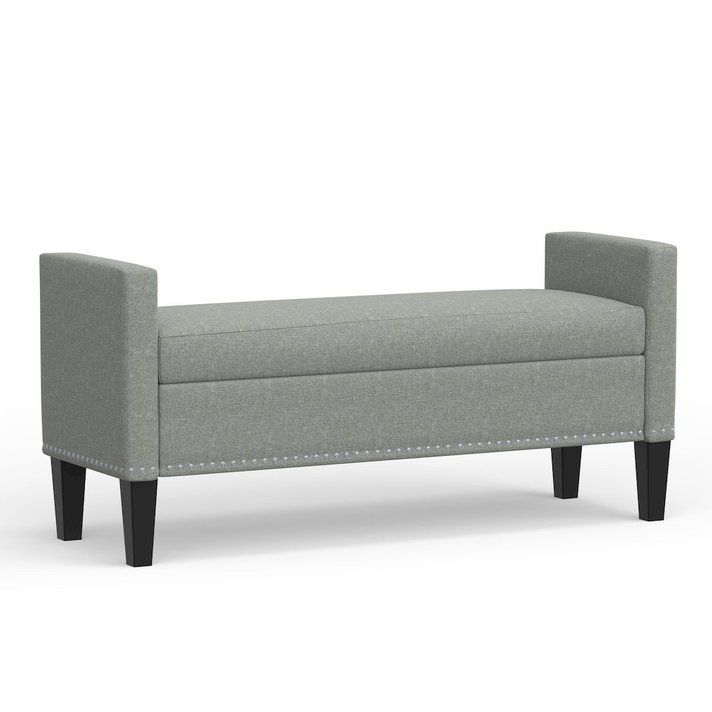 51.25" Storage Bench with Nailhead Trim - Stone (Light Gray)