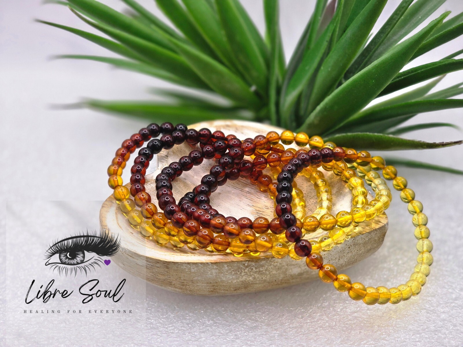 Rainbow Amber Crystal Beaded Bracelet