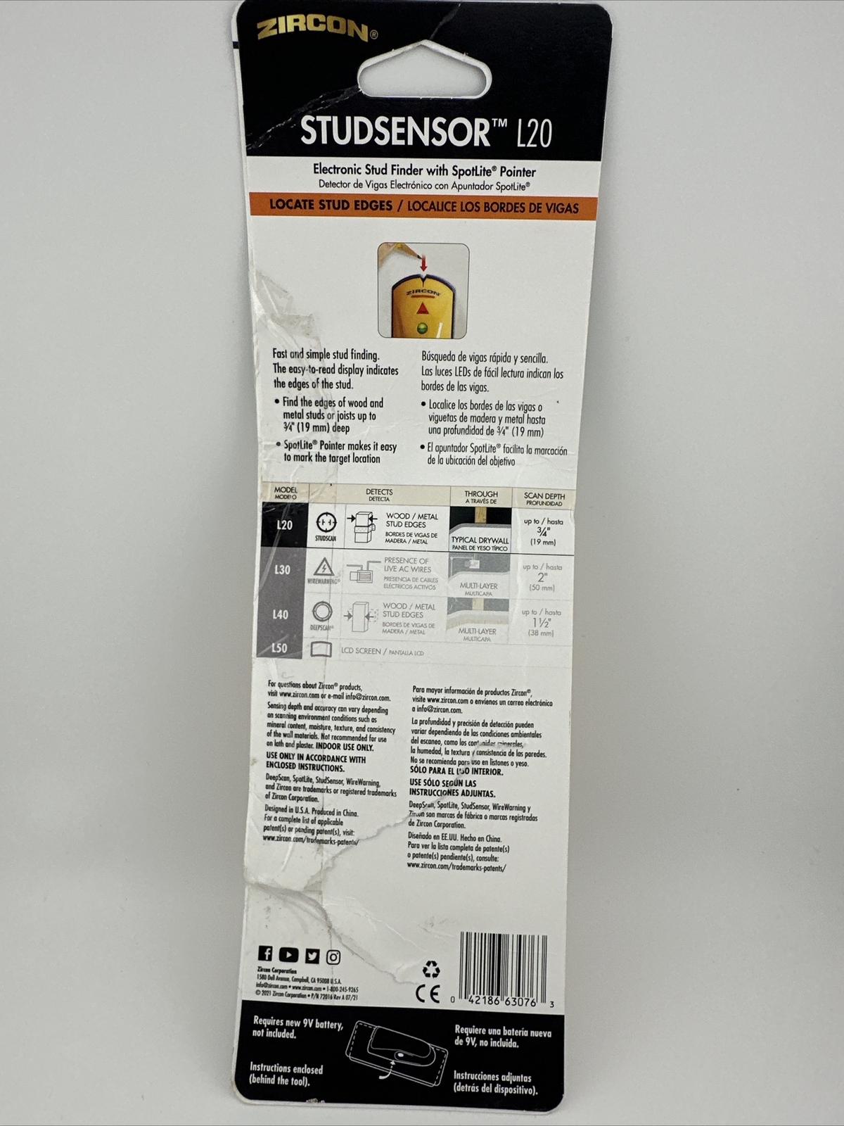 Zircon StudSensor L20 Stud Finder 0.75-in Scan Depth Wood Stud Finder A3
