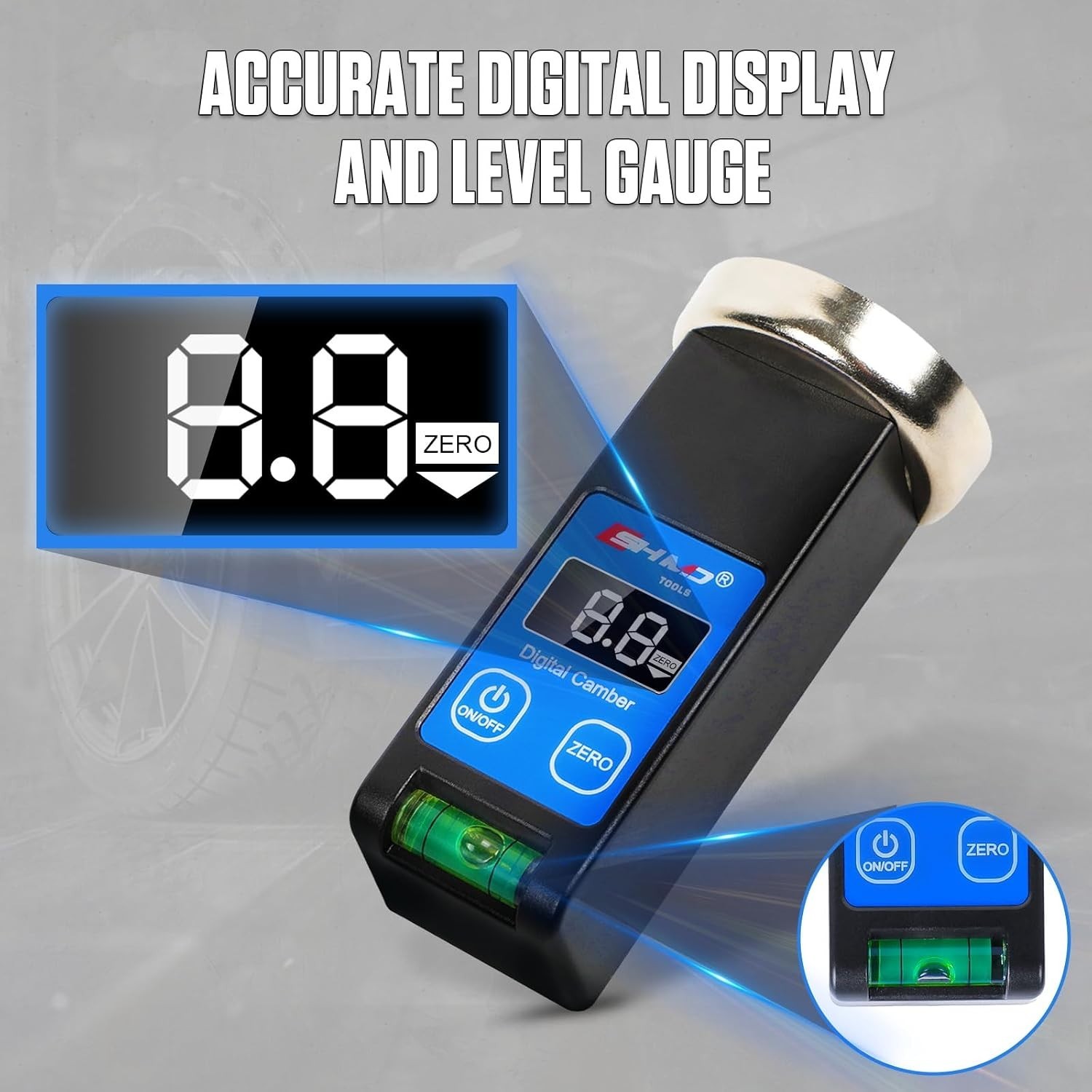 Digital Caster Camber Gauge - Magnetic Wheel Alignment Tool