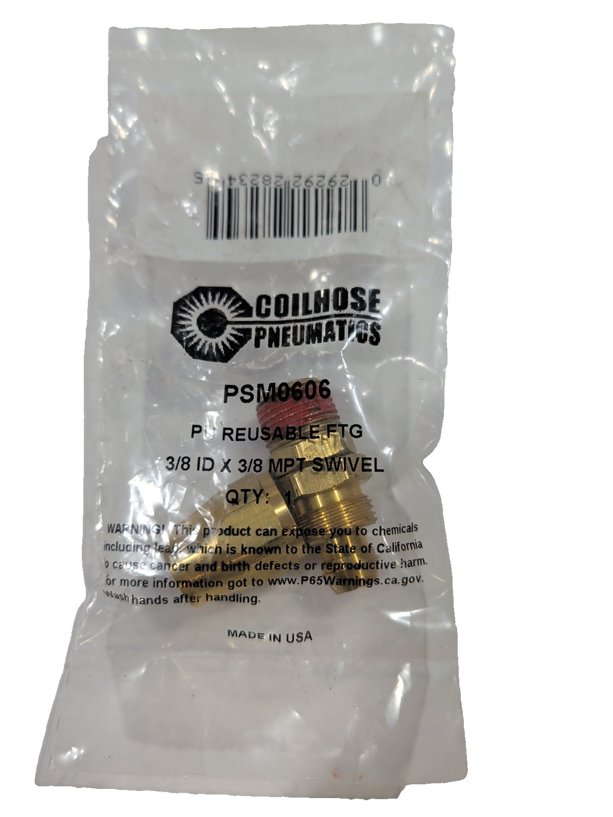 Coilhose Pneumatics PSM0606 3/8in. X 3/8in.  MPT Swivel  NEW