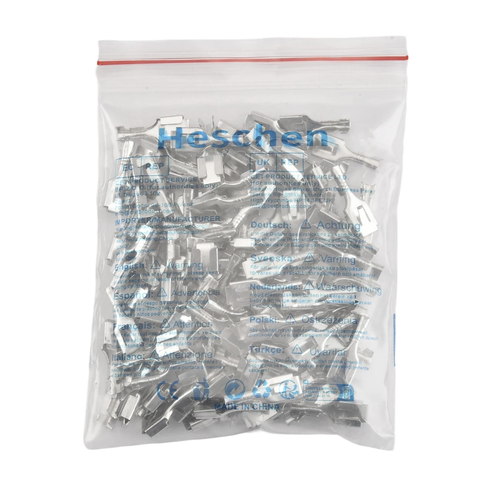 Heschen female spade quick splice crimp terminals 6.3mm Silver