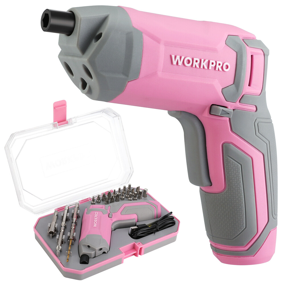 WORKPRO 3.6V Cordless Screwdriver Set Rechargeable Eccentric Screwdriver 24 Bits