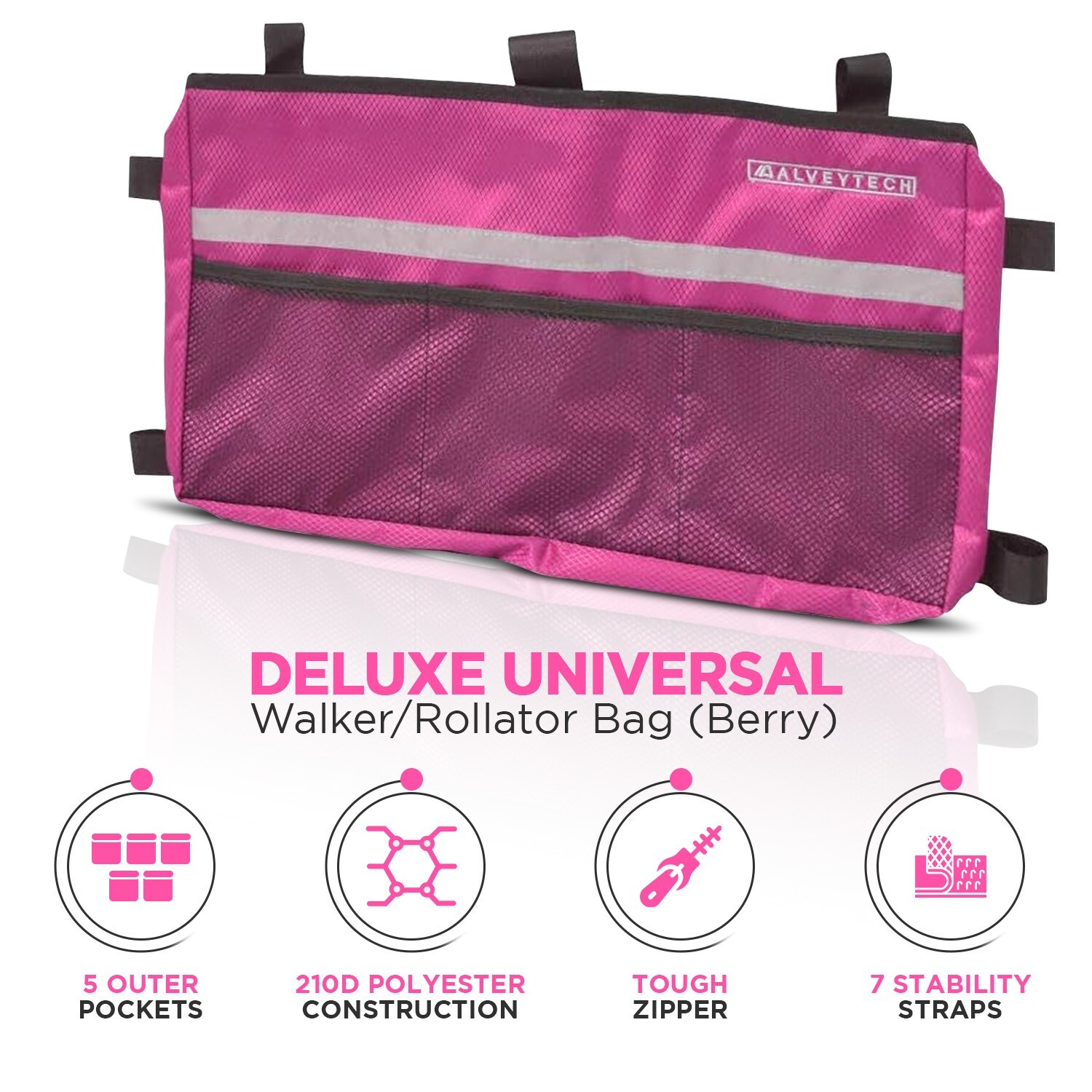 Deluxe Universal Walker/Rollator Bag - Berry