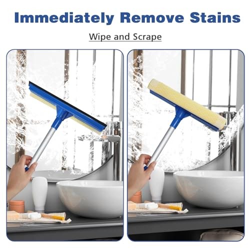 Professional Window Squeegee,2 in 1 Squeegee Window Cleaner with Long