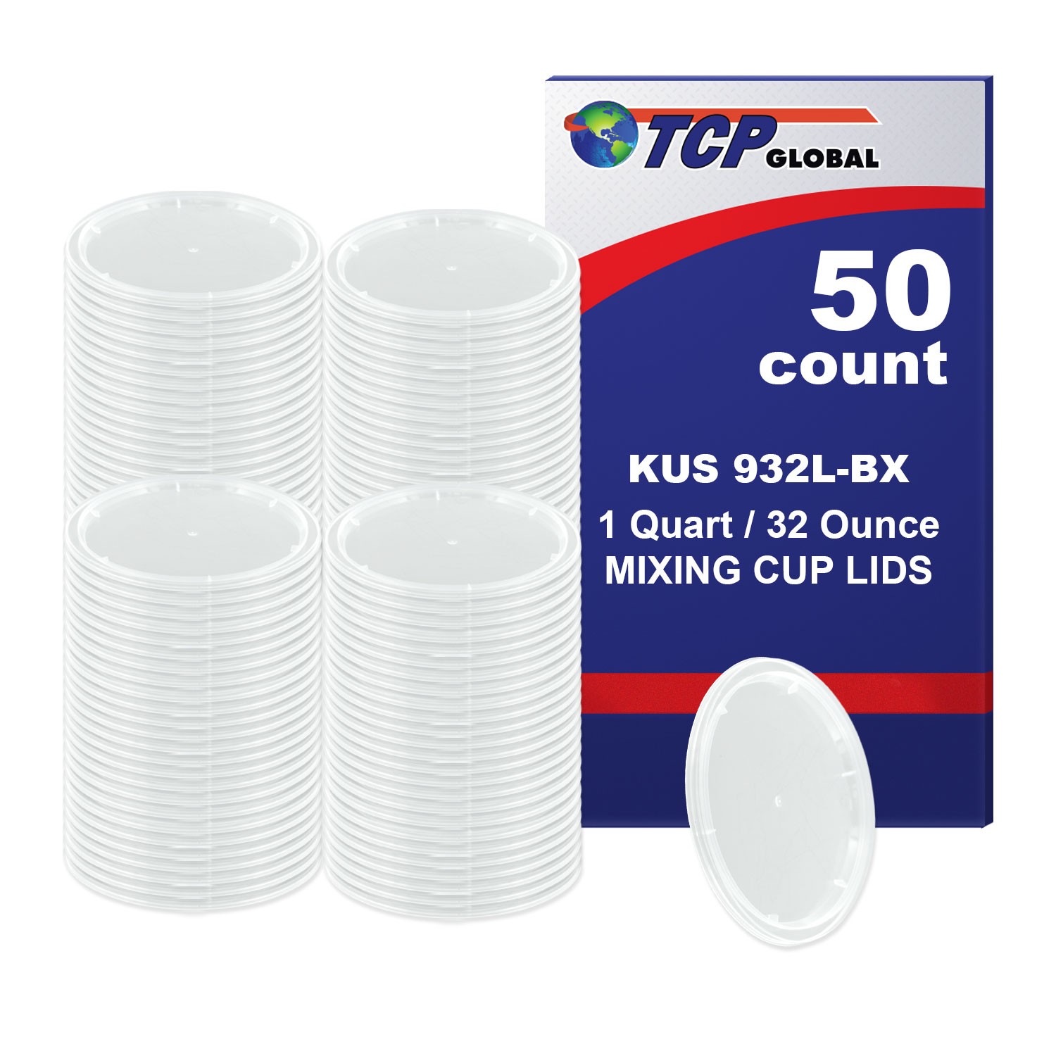 Box of 50 Lids - Quart size - Custom Shop /TCP Global 32 Ounce Paint Mix Cups