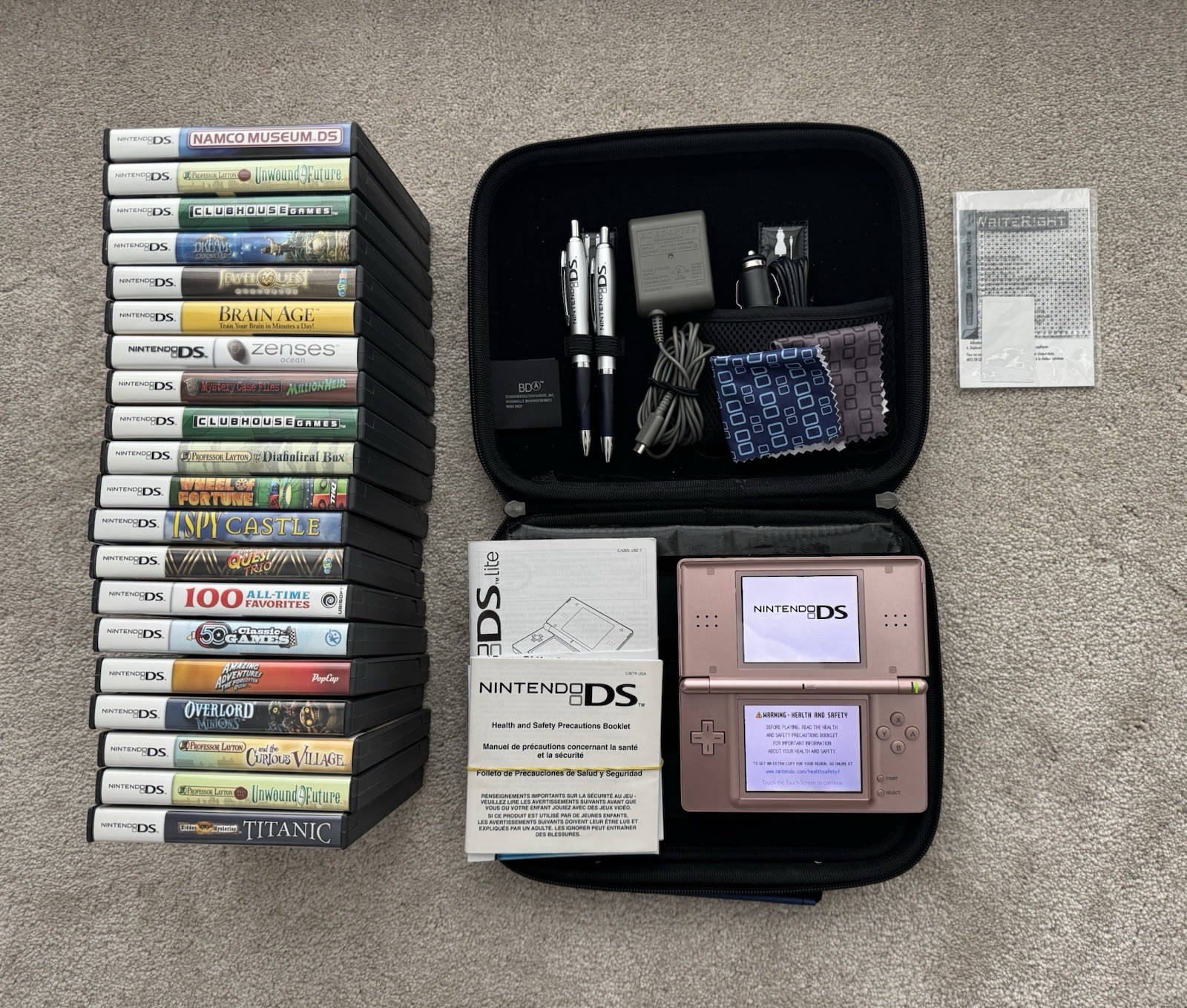 Nintendo DS Lite Pink (USG-001) + 20 Games & Extras!