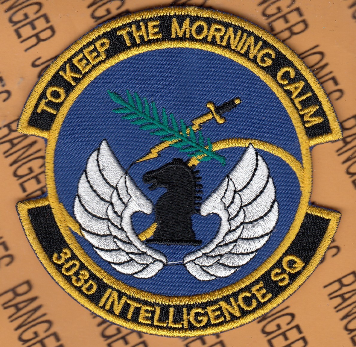 USAF Air Force 303rd Intelligence Squadron IS ~3.75" patch c/e Blue