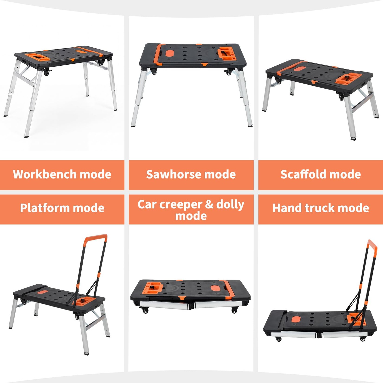 7 in 1 Multifunctional Folding Work Table, Portable Workbench for Garage,Jobsite