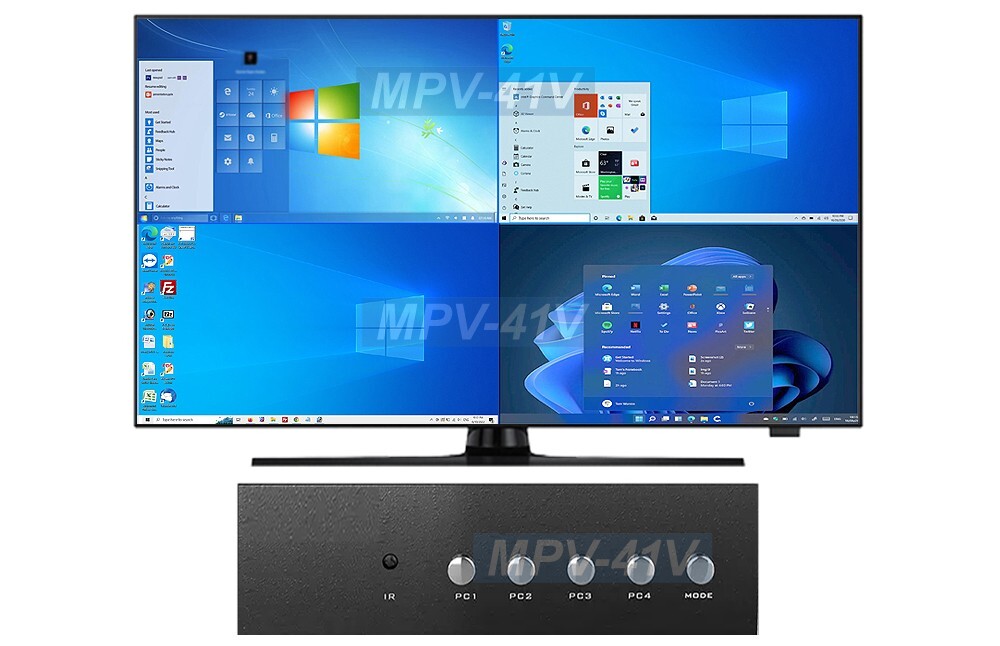 Premium 4-Channel VGA Quad Video Multiplexer With IR Remote Control