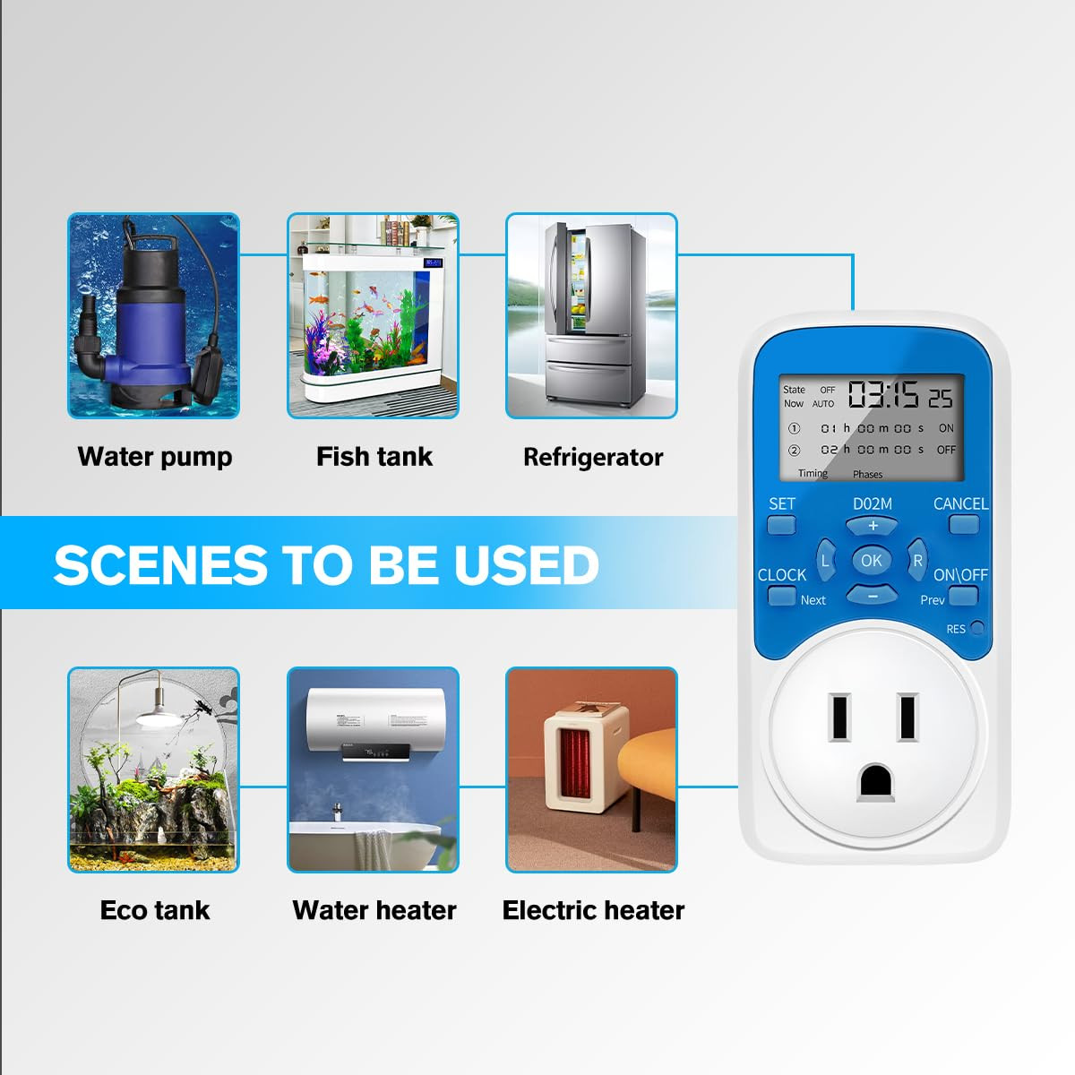 Timer Outlet, Programmable 110V/220V Pump Timer Switch, Minimum Setting by Secon