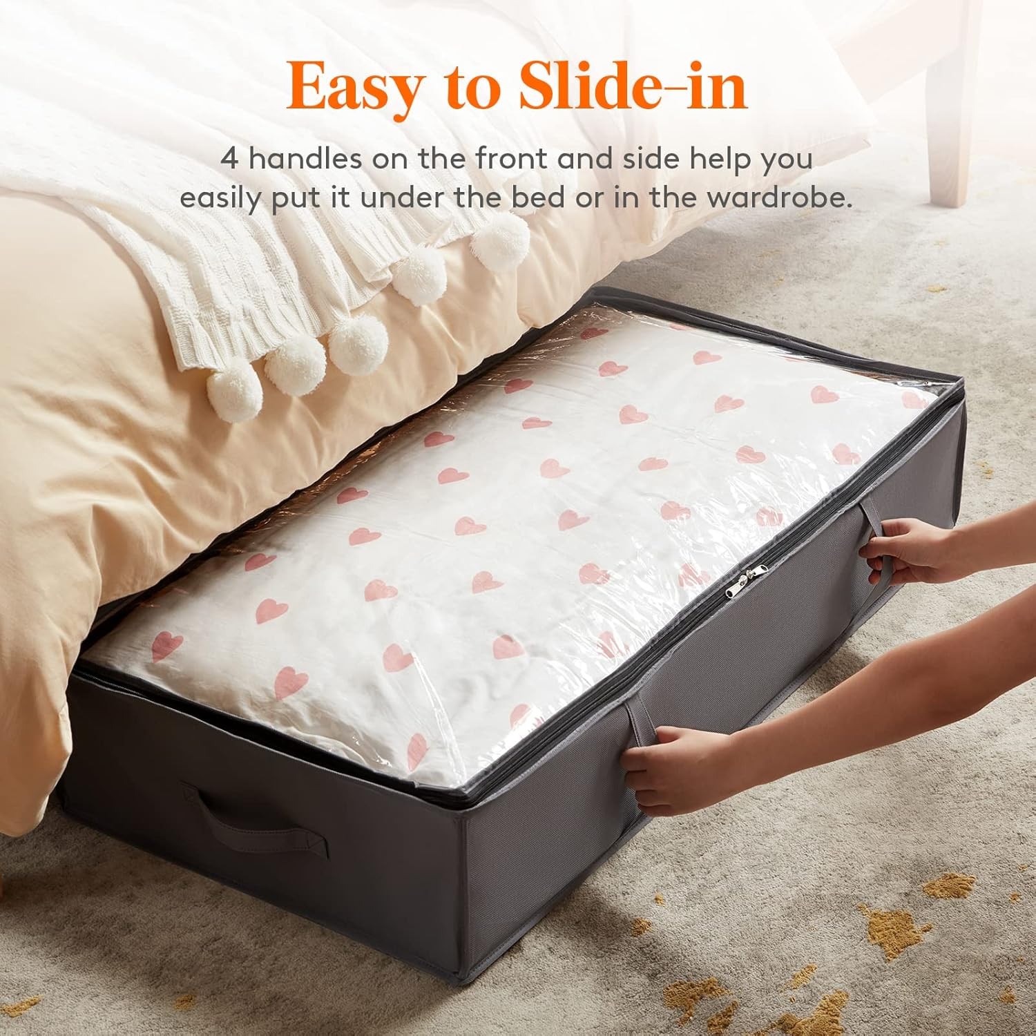 90L 4 Pack Under Bed Storage Containers, Large Capacity Blanket Storage