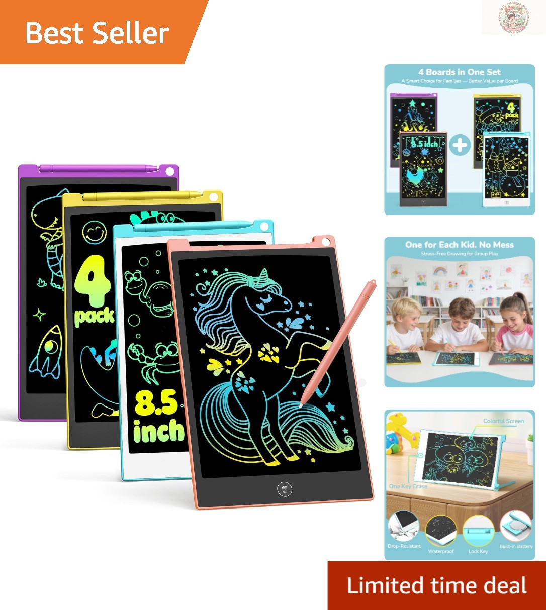 4-Pack 8.5 Inch LCD Writing Tablet - Ultimate Colorful Drawing Board for Kids