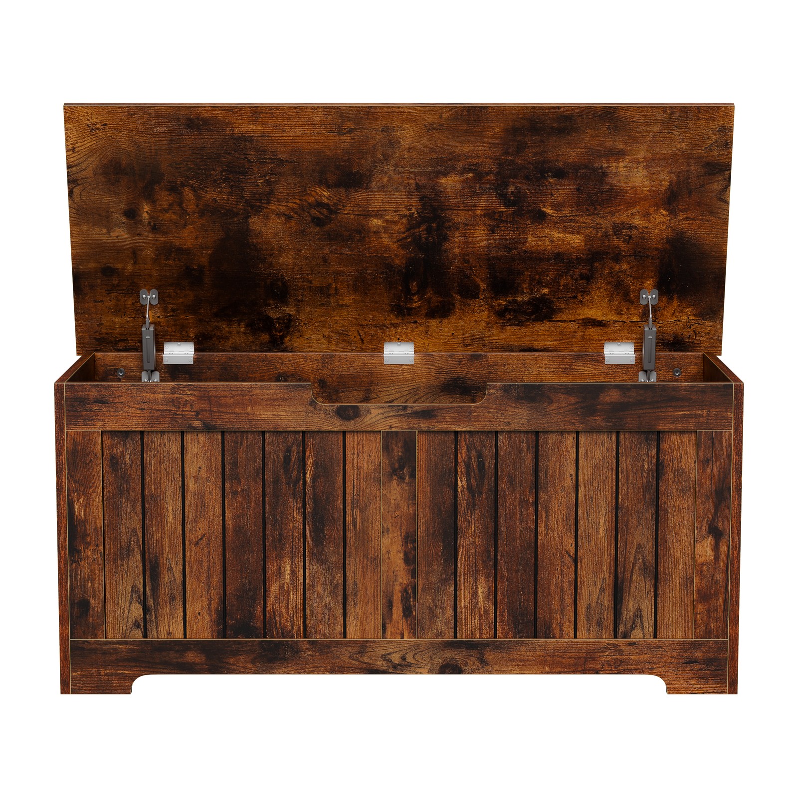 Storage Chest Storage Bench with Safety Hinge White for Playroom Rustic Brown