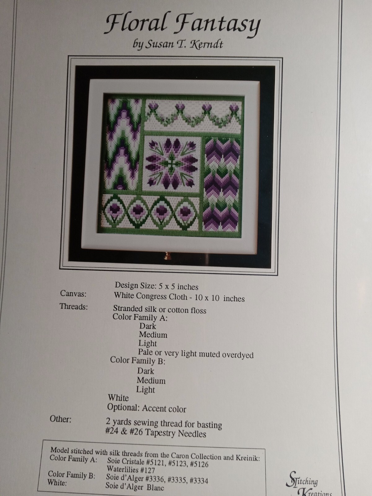 Needlepoint Instruction Booklet for FLORAL FANTASY
