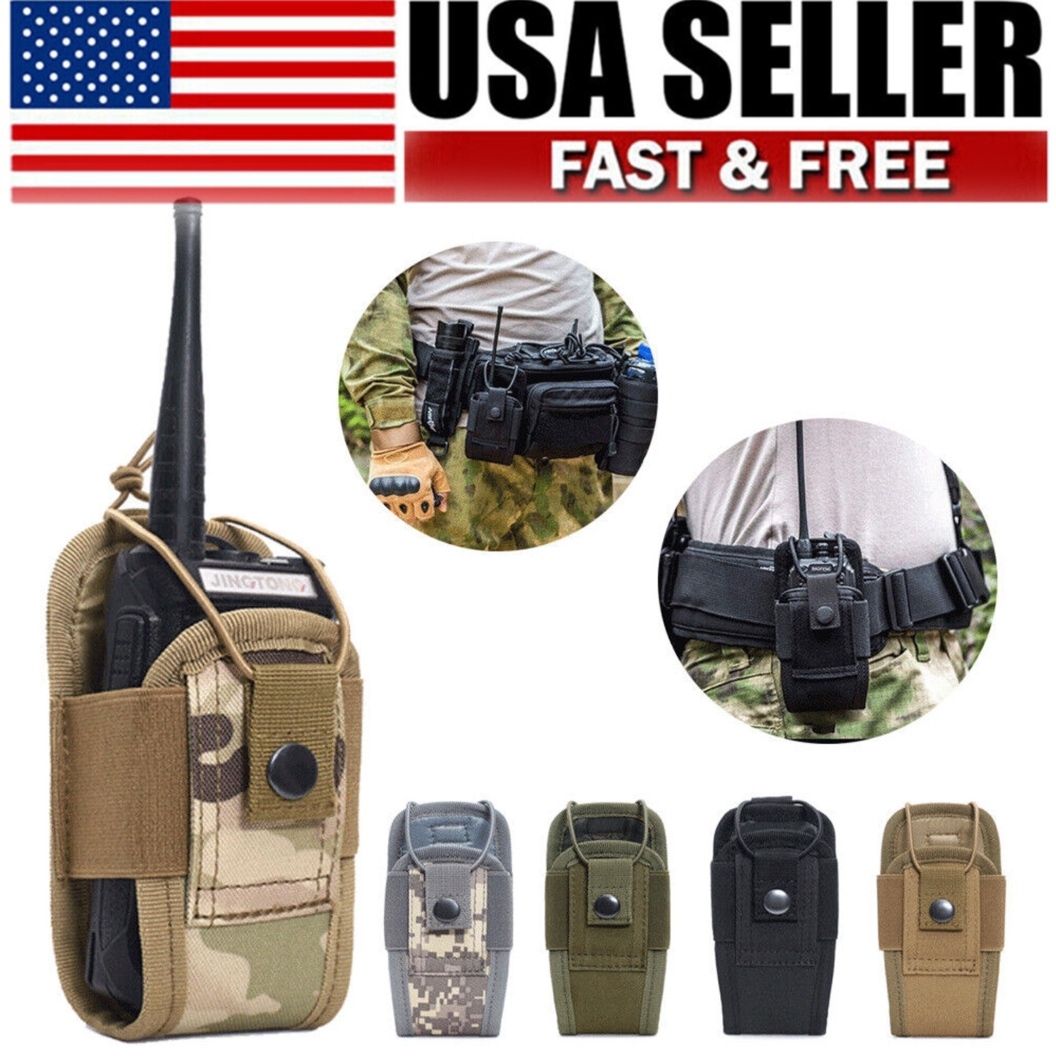 Outdoor Tactical Molle Radio Walkie Talkie Pouch Waist Bag Holder Pocket Holster