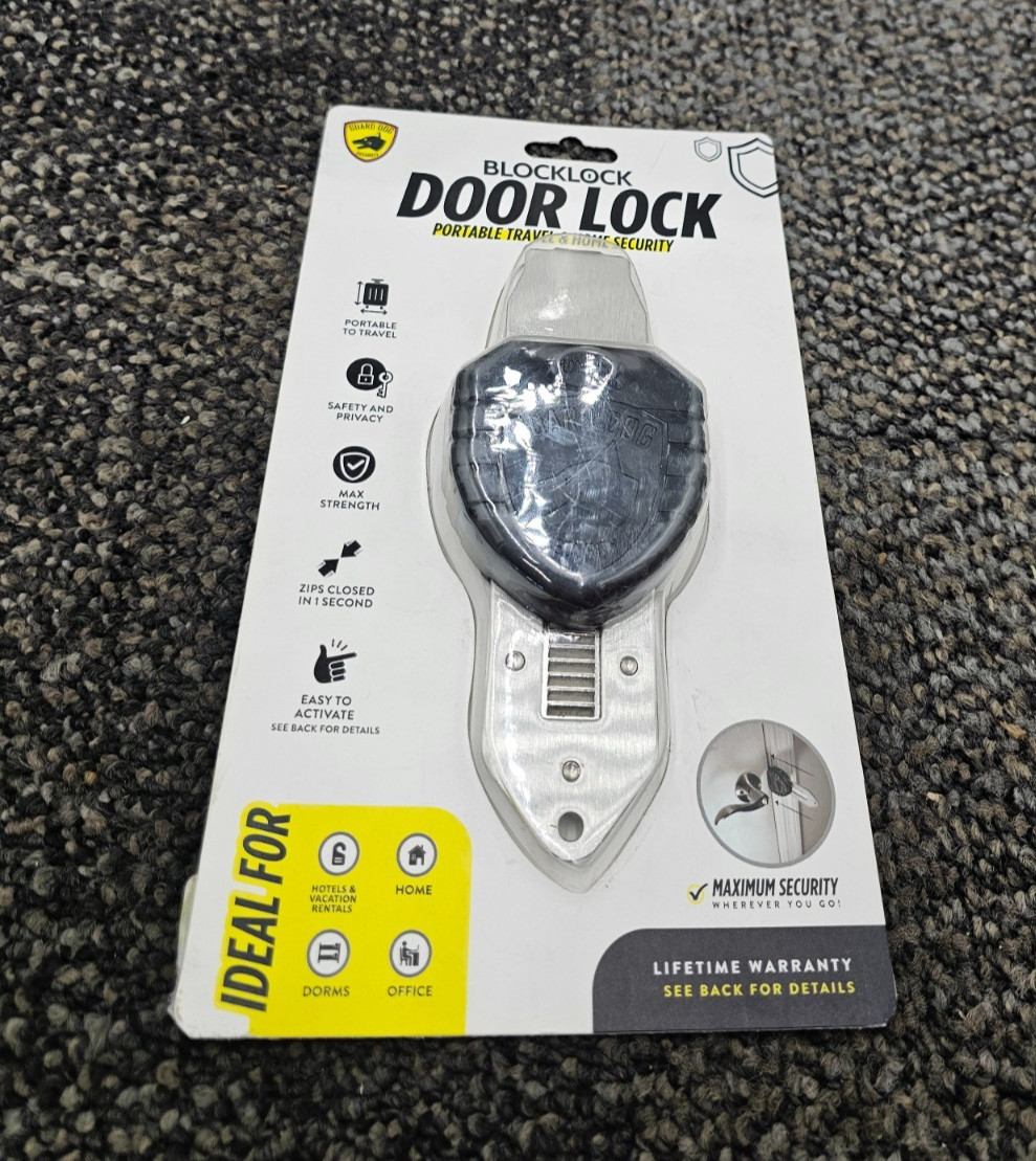 (QTY 3) Guard Dog LK-GDBL-BK Blocklock Portable Door Lock For Travel & Home