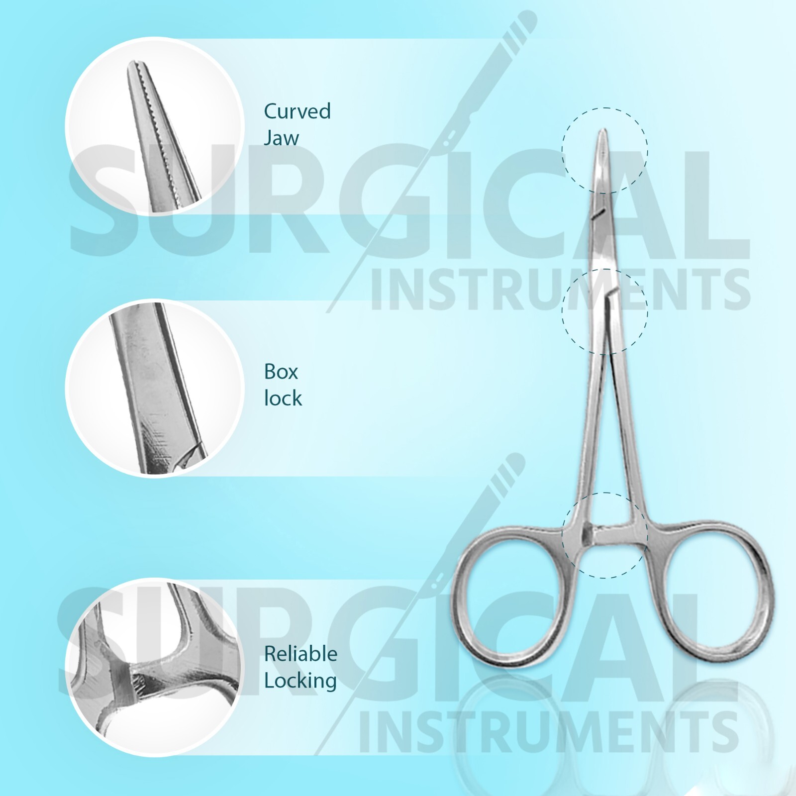 2pc Set 5" Straight + Curved Hemostat Forceps Locking Clamps German Grade